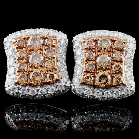14K White Gold 1.33ctw Fancy Color Diamond Earring