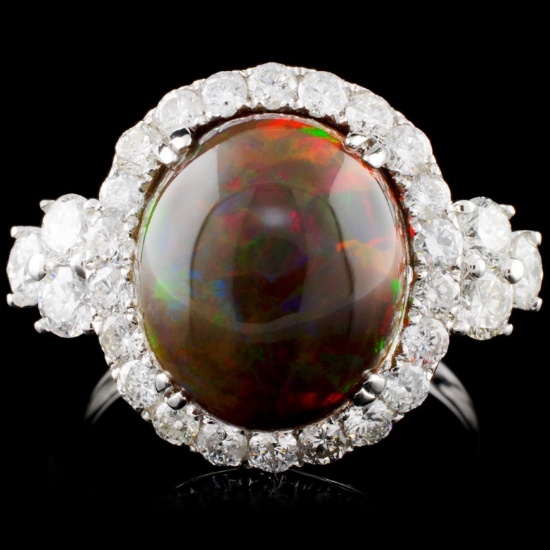 14K Gold 4.45ct Opal & 1.43ctw Diamond Ring