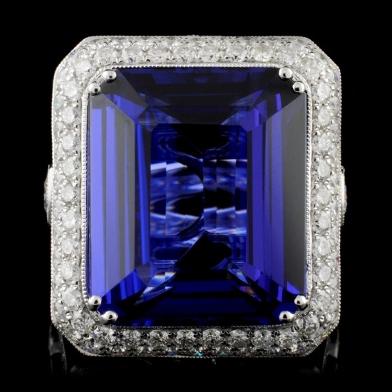 18K White Gold 21.50ct Tanzanite & 3.93ct Diamond