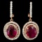 14K Rose Gold 3.91ct Ruby & 0.95ct Diamond Earring