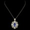 18K Gold 2.90ct Sapphire & 1.56ctw Diamond Pendant