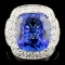 18K Gold 12.50ct Tanzanite & 2.28ctw Diamond Ring