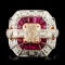 18K Gold 1.14ct Ruby & 2.05ctw Diamond Ring