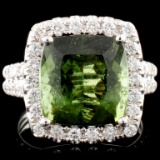 14K Gold 7.23ct Tourmaline & 1.17ctw Diamond Ring