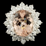 14K Gold 6.45ct Morganite & 2.70ctw Diamond Ring