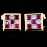 18K Gold 0.92ctw Ruby & 0.49ctw Diamond Earrings