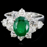 14K Gold 3.00ct Emerald & 1.20ctw Diamond Ring