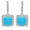 14K Gold 14.50ct Turquoise & 1.50ct Diamond Earrin