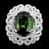 18K Gold 10.19ct Tourmaline & 2.12ct Diamond Ring