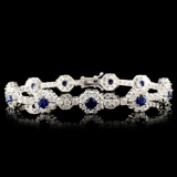 14K Gold 2.30ct Sapphire & 6.30ctw Diamond Bracele