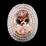 14K Rose Gold 9.97ct Morganite & 1.79ct Diamond Ri