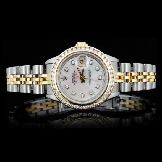 Rolex YG/SS DateJust Diamond Ladies Watch