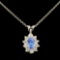 14K Gold 0.78ct Sapphire & 0.28ctw Diamond Pendant