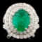 14K Gold 3.69ct Emerald & 2.32ctw Diamond Ring