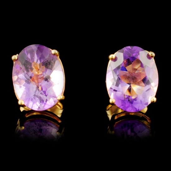 14K Gold 3.40ctw Amethyst Earrings