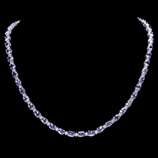 14k Gold 23.00ct Tanzanite & 1.00ct Diamond Neckl