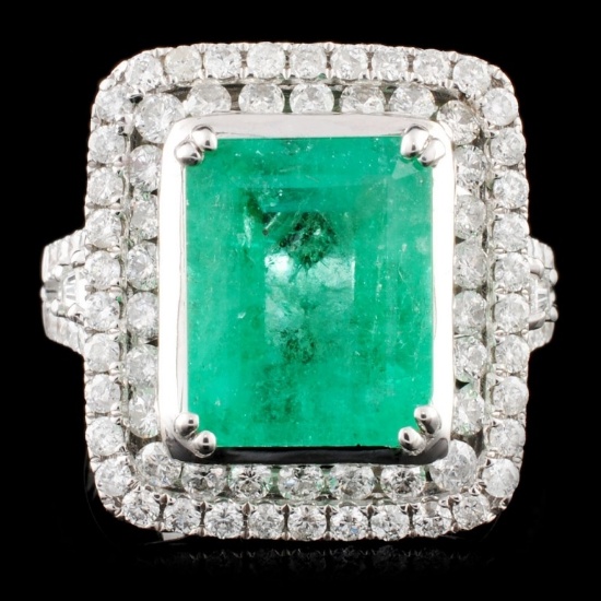 18K Gold 4.25ct Emerald & 1.39ctw Diamond Ring