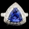 14K Gold 2.89ct Tanzanite & 0.30ctw Diamond Ring