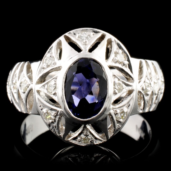 14K Gold 0.73ct Sapphire & 0.26ctw Diamond Ring