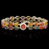 14k Gold 35.00ct Sapphire & 0.50ct Diamond Bracel