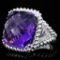 18K Gold 23.51ct Amethyst & 0.43ct Diamond Ring