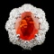 18K Gold 3.15ct Fire Opal & 2.05ctw Diamond Ring