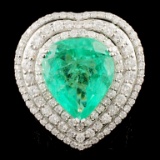18K Gold 8.01ct Emerald & 2.85ctw Diamond Ring