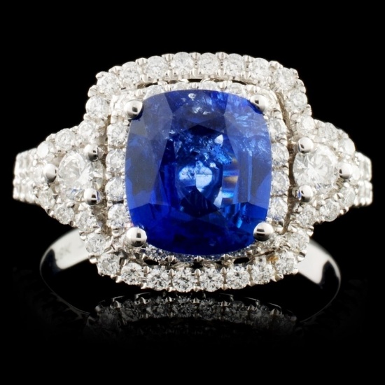 18K White Gold 2.13ct Sapphire & 0.79ct Diamond Ri