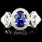 18K Gold 0.88ct Sapphire & 0.44ctw Diamond Ring