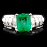 14K Gold 1.25ct Emerald & 0.50ctw Diamond Ring