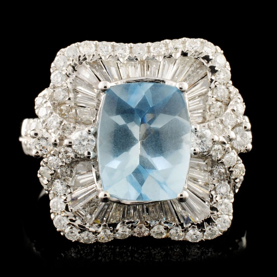 18K Gold 1.94ct Aquamarine & 1.20ctw Diamond Ring