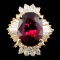 14K Gold 6.08ct Tourmaline & 1.43ctw Diamond Ring