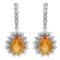 14K Gold 9.50ct Citrine & 1.50ct Diamond Earrings