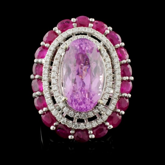 18K Gold 10.25ct Kunzite & 0.72ct Diamond Ring