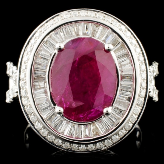 18K Gold 4.35ct Ruby & 1.81ctw Diamond Ring