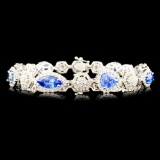 18K Gold 10.95ct Sapphire & 3.23ctw Diamond Bracel