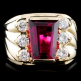 14K Gold 5.03ct Rubellite & 0.98ctw Diamond Ring