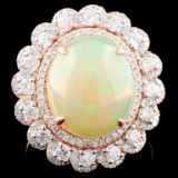 14K Gold 4.66ct Opal & 1.15 Diamond Ring