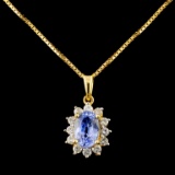 18K Gold 1.21ct Tanzanite & 0.21ctw Diamond Pendan