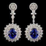 18K Gold 7.50ct Tanzanite & 4.58ct Diam Earrings