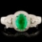 18K Gold 0.71ct Emerald & 0.48ctw Diamond Ring