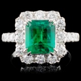 18K Gold 2.39ct Emerald & 1.43ct Diamond Ring
