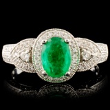 18K Gold 0.71ct Emerald & 0.48ctw Diamond Ring