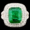 18K Gold 3.80ct Emerald & 1.09ctw Diamond Ring