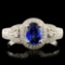 18K Gold 0.93ct Sapphire & 0.48ctw Diamond Ring