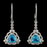 14K White Gold 2.87ct Apatite & 0.69ct Diamond Ear