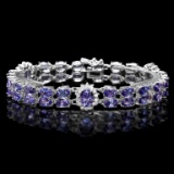 14K White Gold 23.45ct Tanzanite & 1.30ct Diamond