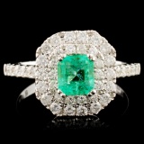 18K Gold 0.62ct Emerald & 0.79ctw Diamond Ring