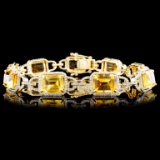 14K Gold 16.82ctw Citrine & 1.55ctw Diamond Bracel