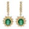 14K Gold 5.00ct Emerald & 1.25ct Diamond Earrings